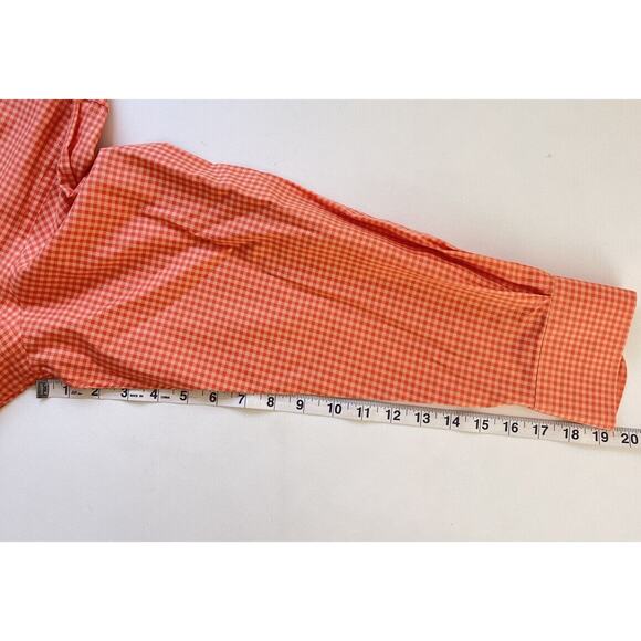 Peter Millar Men's Button Down Shirt 100% Cotton Orange Gingham Long Sleeve L - Picture 8 of 9